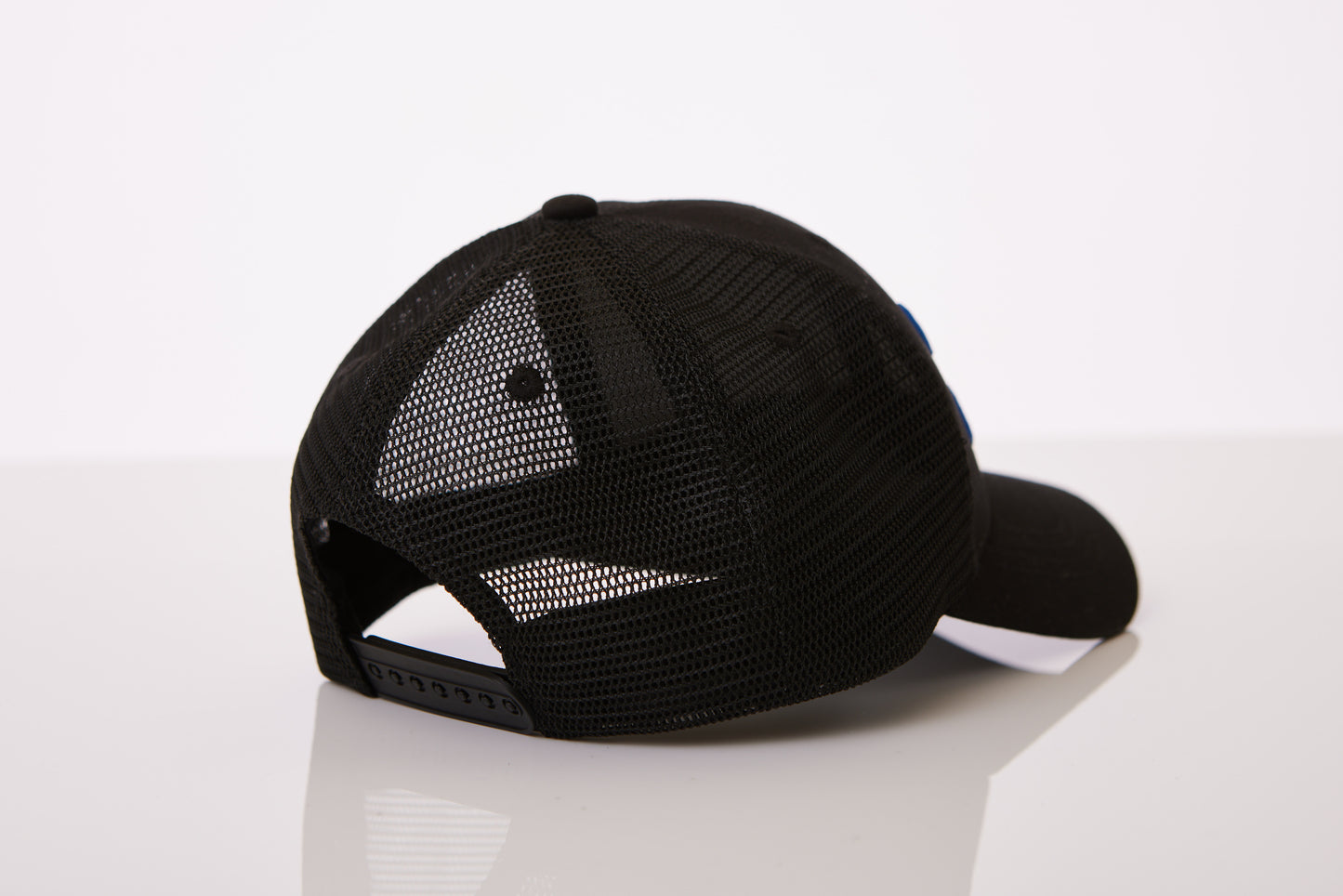 Black&Blue Winners&Sinners Swoosh Logo Mesh Trucker Hat